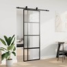 Porte coulissante kit quincaillerie noir 76x205 cm verre trempé 