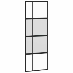 Porte coulissante kit quincaillerie noir 76x205 cm verre trempé 