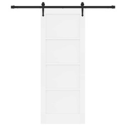 Porte Coulissante avec Ensemble de Quincaillerie Blanche 78x202 cm Bois Massif en Pin 
