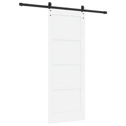 Porte Coulissante avec Ensemble de Quincaillerie Blanche 78x202 cm Bois Massif en Pin 