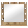 Miroir de vanité avec éclairage LED en chêne artisanal 60x55x18 cm 