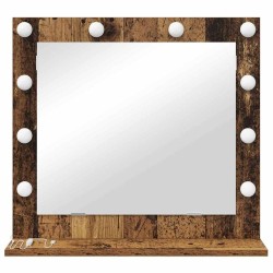 Miroir de vanité avec lumières LED Bois ancien 60x55x18 cm 