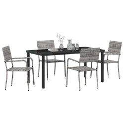 Ensemble de 5 meubles de jardin en poly rotin gris 