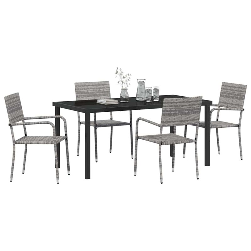 Ensemble de 5 meubles de jardin en poly rotin gris 