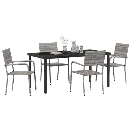 Ensemble de 5 meubles de jardin en poly rotin gris 