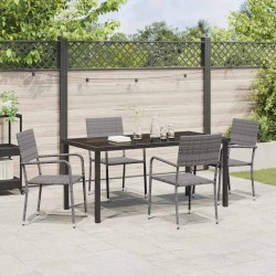 Ensemble de 5 meubles de jardin en poly rotin gris 
