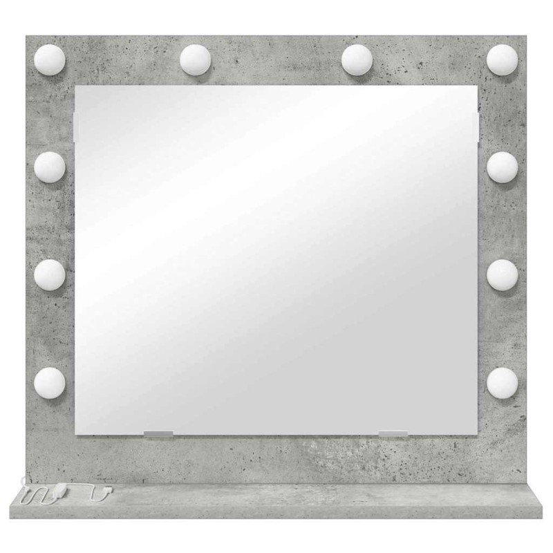 Miroir de maquillage avec lumières LED Gris béton 60x55x18 cm 