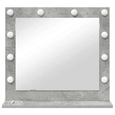 Miroir de maquillage avec lumières LED Gris béton 60x55x18 cm 