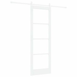 Porte coulissante avec kit de quincaillerie blanche 73,5x211 cm en bois massif de pin 