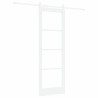 Porte coulissante avec kit de quincaillerie blanche 73,5x211 cm en bois massif de pin 