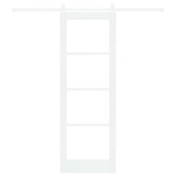 Porte coulissante avec kit de quincaillerie blanche 73,5x211 cm en bois massif de pin 
