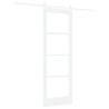 Porte coulissante avec kit de quincaillerie blanche 73,5x211 cm en bois massif de pin 