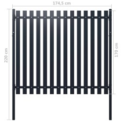 Panneau clôture Anthracite 174,5x170 cm Acier enduit de poudre 