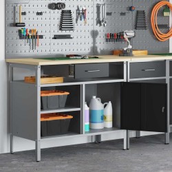Banc de travail avec porte verrouillable Noir 100x55x85 cm Acier 