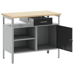 Banc de travail avec porte verrouillable Noir 100x55x85 cm Acier 