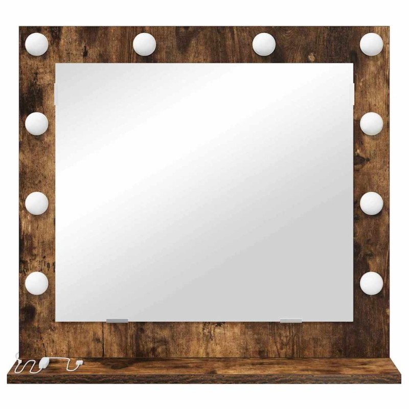 Miroir de vanité avec éclairage LED Chêne fumé 60x55x18 cm 
