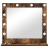 Miroir de vanité avec éclairage LED Chêne fumé 60x55x18 cm 