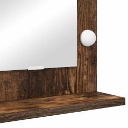 Miroir de vanité avec éclairage LED Chêne fumé 60x55x18 cm 