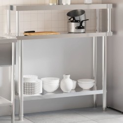 Table de travail de cuisine avec étagère 110x30x120 cm inox 