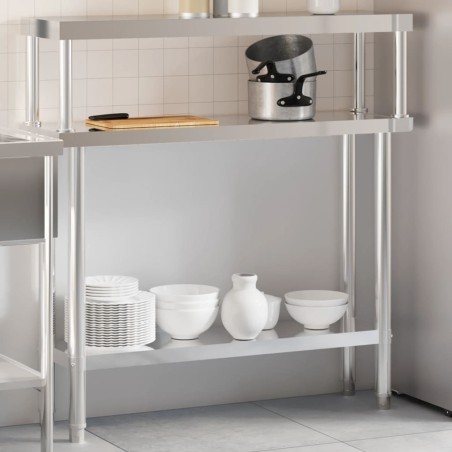 Table de travail de cuisine avec étagère 110x30x120 cm inox 
