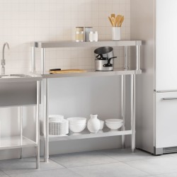 Table de travail de cuisine avec étagère 110x30x120 cm inox 