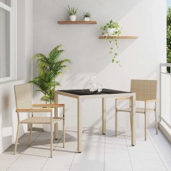 Ensemble de Salle à Manger de Jardin 3 Pièces Beige Poly Rattan 