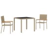 Ensemble de Salle à Manger de Jardin 3 Pièces Beige Poly Rattan 