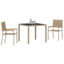 Ensemble de Salle à Manger de Jardin 3 Pièces Beige Poly Rattan 