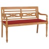 Banc Batavia avec coussin rouge 120 cm Bois de teck massif 