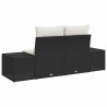 Canapé de jardin 2 places avec rangement et coussins en rattan noir poly 