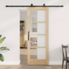 Porte coulissante avec ensemble de matériel 'ORKDAL'en bois massif et verre 