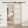 Porte coulissante avec ensemble de matériel 'ORKDAL'en bois massif et verre 