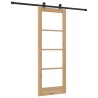 Porte coulissante avec ensemble de matériel 'ORKDAL'en bois massif et verre 