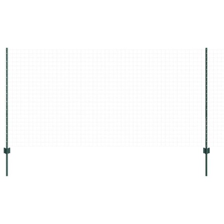 Poteaux de clôture argentés 44 pcs Vert Acier enduit de poudre 