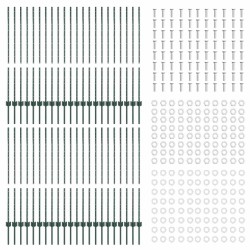 Poteaux de clôture argentés 44 pcs Vert Acier enduit de poudre 