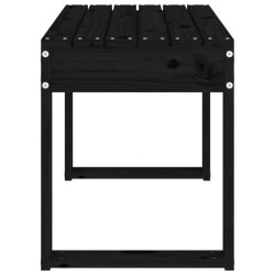 Banc de jardin noir 80x38x45 cm bois massif de pin 