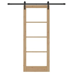 Porte Coulissante avec Ensemble de Quincaillerie 'ORKDAL'Bois Massif & Verre 