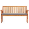 Banc de jardin 3 places avec coussin 150cm Bois d'acacia massif 