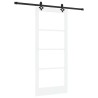 Porte Coulissante avec Matériel 'ORKDAL'Bois Massif Blanc & Verre 