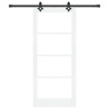 Porte Coulissante avec Matériel 'ORKDAL'Bois Massif Blanc & Verre 