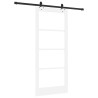 Porte Coulissante avec Matériel 'ORKDAL'Bois Massif Blanc & Verre 