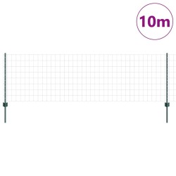 Clôture Euro avec 5 poteaux en U, Vert, 0.8x10 m Acier 