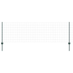 Clôture Euro avec 5 poteaux en U, Vert, 0.8x10 m Acier 