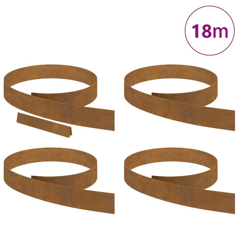 Bordure de jardin 4 pcs Rouillé 450 x 10 cm 
