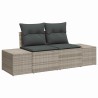 Canapé de jardin 3 pièces avec coussins en poly rotin gris clair 