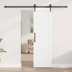 Porte coulissante avec le kit 'ORKDAL'en pin blanc massif 