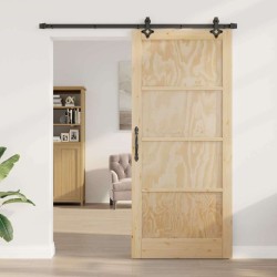 Porte coulissante avec quincaillerie 93x211 cm en bois massif de pin 