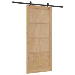 Porte coulissante avec quincaillerie 93x211 cm en bois massif de pin 
