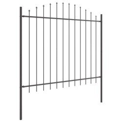 Clôture de jardin gris avec arc, 1,7x1,5 m en acier 