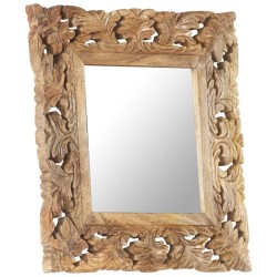 Miroir sculpté à la main Marron 50x50cm Bois de manguier massif 